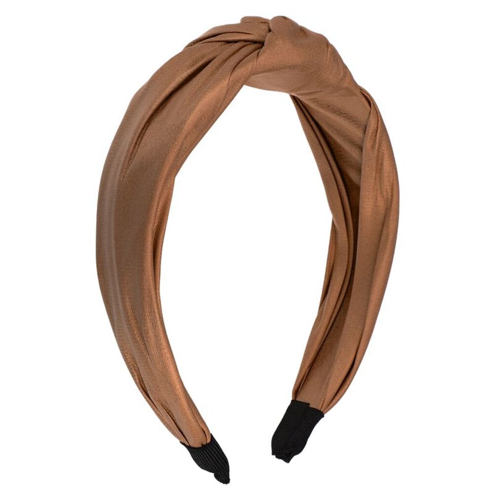 Knotted Top Cloth Cross Knot Wide Turban Headband Khaki